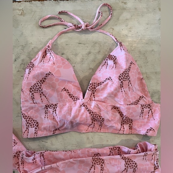 Rose swimsuit GIRAFFE PRINTED HIGH WAIST DEEP V TRIANGLE BIKINI NWOT | size XL - Picture 7 of 9